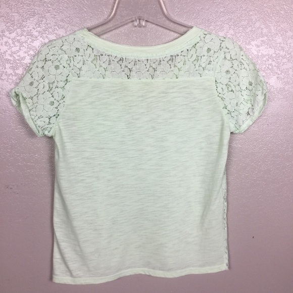 Poof Mint Green Short Sleeve Lace Top Cottage Core NWT - Picture 4 of 8